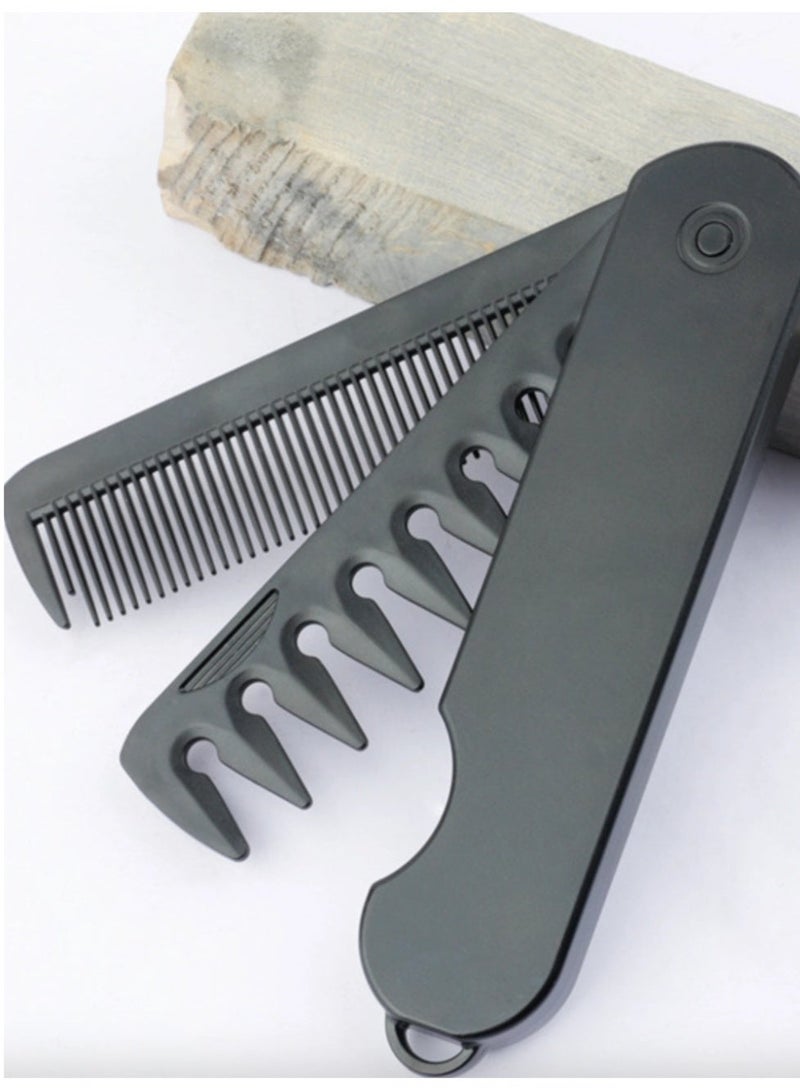 مشطان قابلان للطي للجيب، بلاستيكي، ذو أسنان عريضة، مشط رأس زيت، مشط لحية، مشط ماكينة حلاقة، أدوات تصفيف الشعر في الصالونات - Image 1